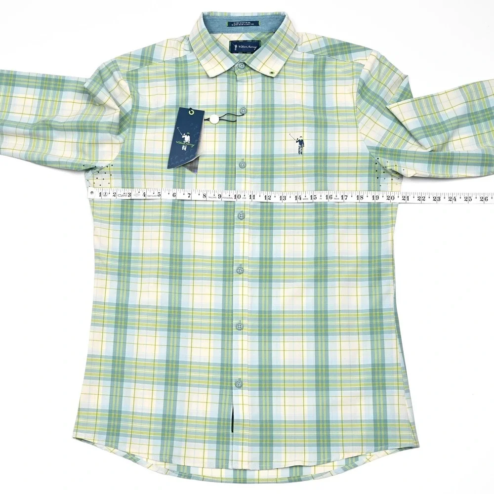 William Murray Shirt Mens S Golf Performance Vented Plaid Button‎ Up Stretch NWT